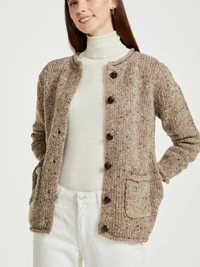 Aran Woollen Mills  Avondale Tweed Cardigan Size L